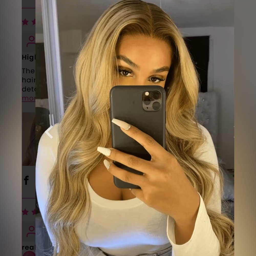 Rich Girl Vibe Balayage Blonde Highlight HD Transparent Lace Front HumanHair Wig - Picture 4 of 16